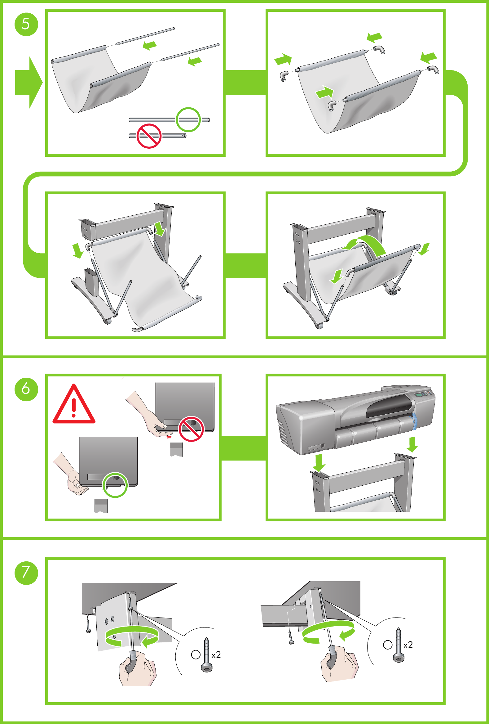 Page 3 of 6 - HP  Designjet 100/500/800 Series SUP Stand Assembly Instructions C02217666