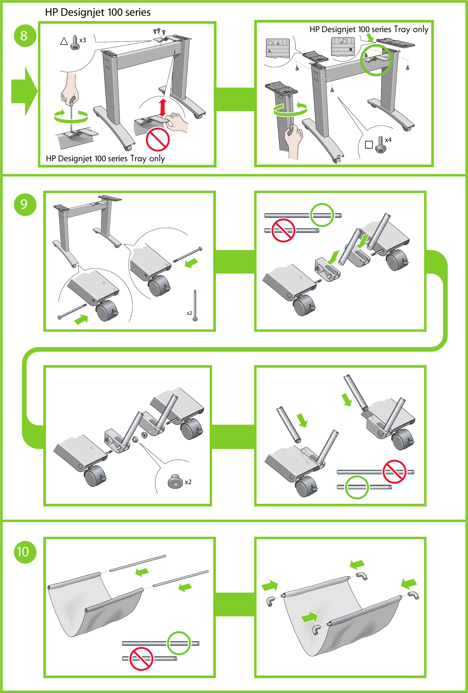 Page 4 of 6 - HP  Designjet 100/500/800 Series SUP Stand Assembly Instructions C02217666