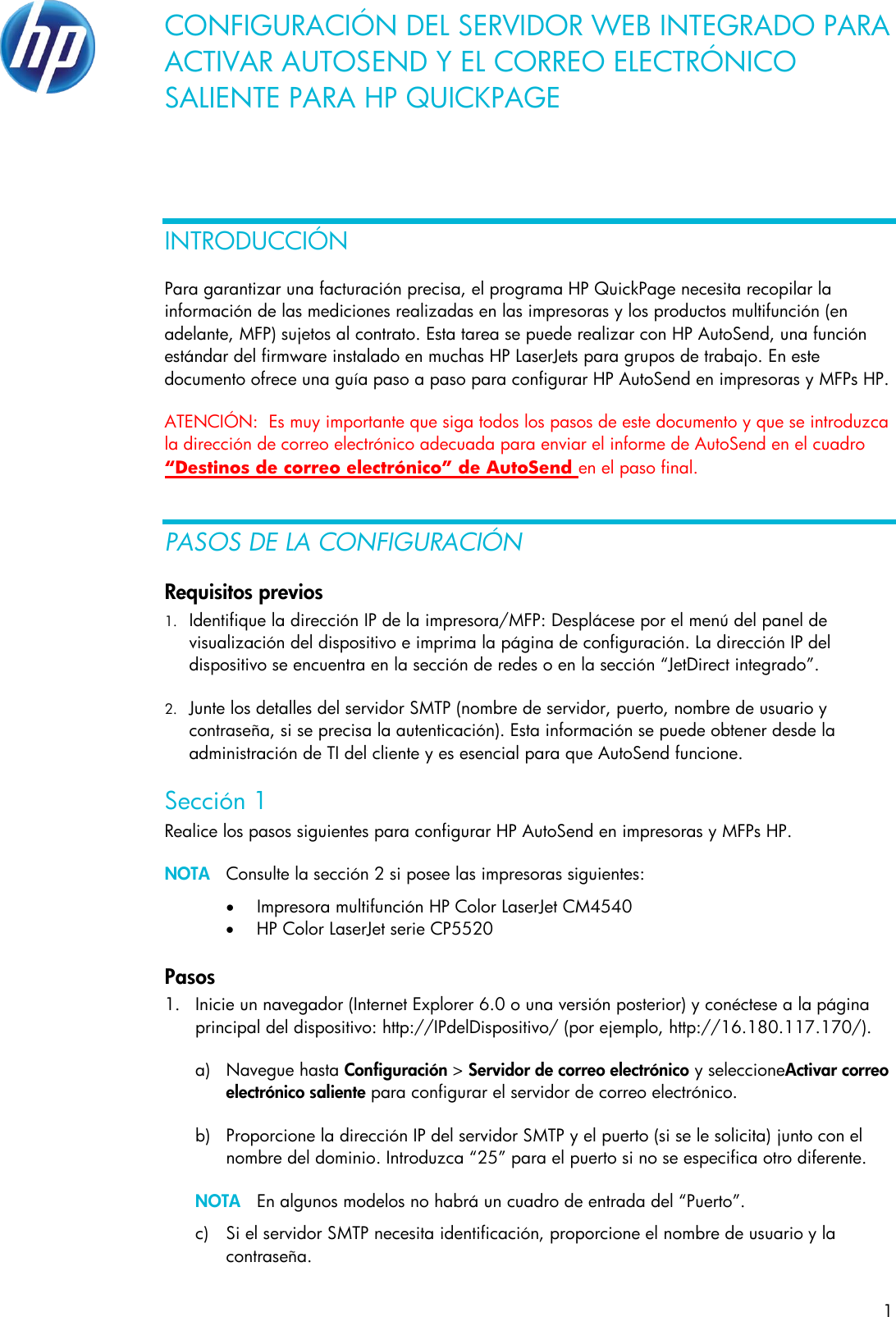 Hp Embedded Web Server Configuration To Enable Autosend And