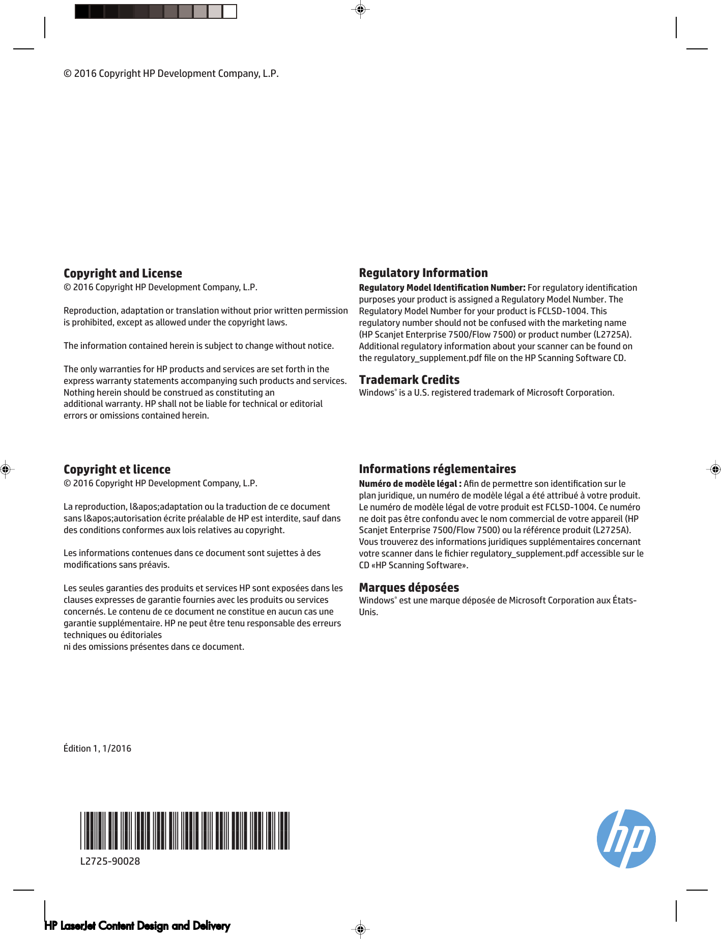 Page 8 of 8 - HP Scanjet Enterprise 7500/Flow 7500 Installation Guide - XLWW C02542584