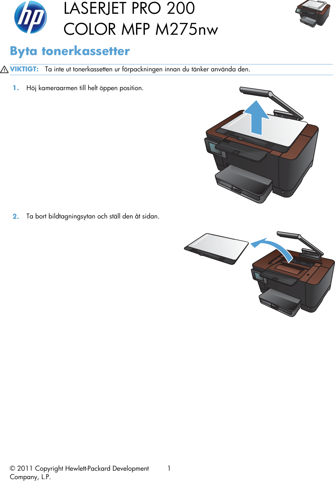 Page 1 of 5 - HP  Laser Jet Pro 200 Color MFP M275nw - Byta Tonerkassetter C02781021