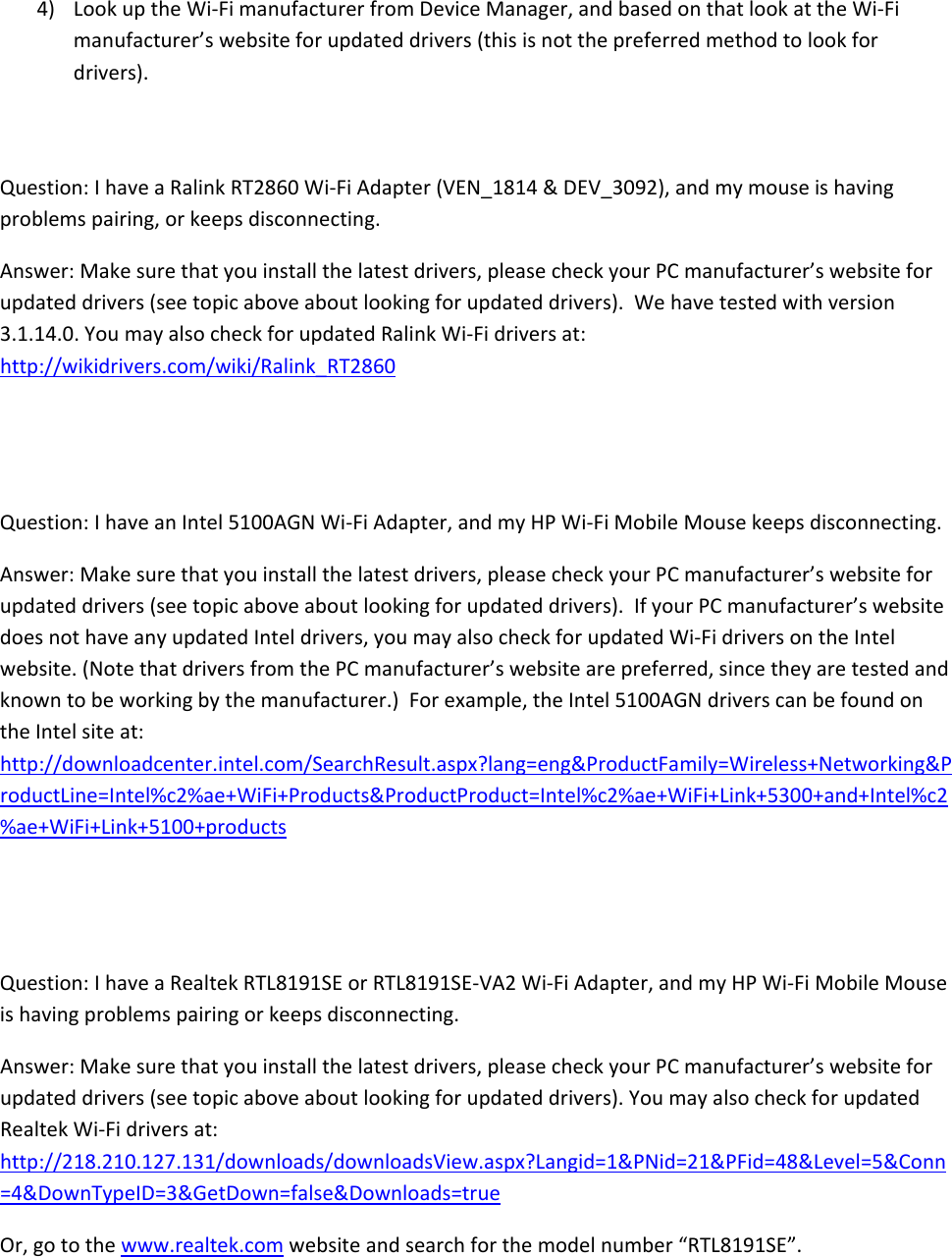 Page 3 of 7 - HP FAQ For Wi-Fi Mobile Mouse Frequently Asked Questions C02915517