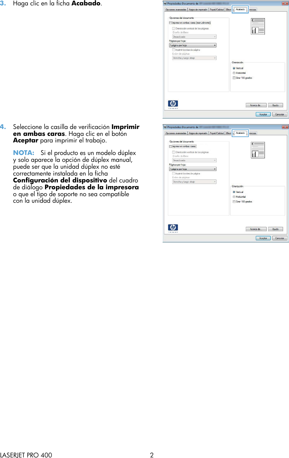Page 2 of 2 - HP  Laser Jet Pro 400 MFP M425 -Imprimir En Ambas Caras (dúplex) C02949692