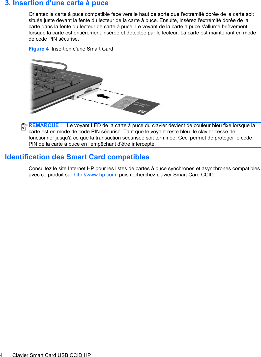 Page 10 of 12 - HP USB Smartcard Keyboard User Guide Manuel De L'utilisateur C03939209