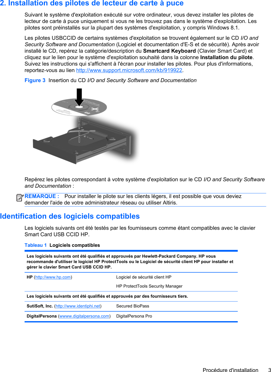 Page 9 of 12 - HP USB Smartcard Keyboard User Guide Manuel De L'utilisateur C03939209