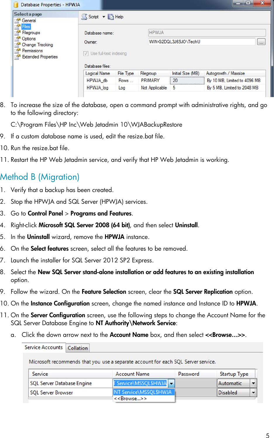 Page 5 of 8 - HP Upgrade Microsoft SQL Server Express For Web Jetadmin - ENWW Microsoft® C04666651