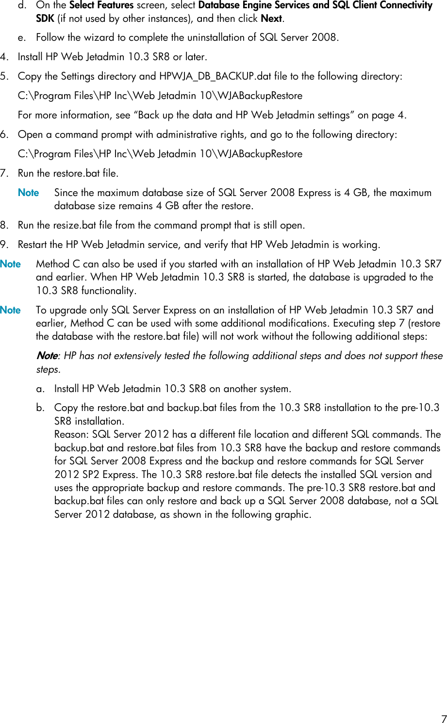 Page 7 of 8 - HP Upgrade Microsoft SQL Server Express For Web Jetadmin - ENWW Microsoft® C04666651