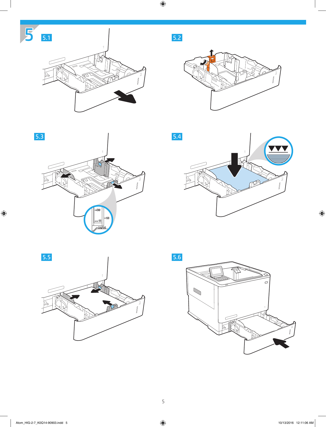 Page 5 of 12 - HP LaserJet Enterprise M607, M608, M609 Installation Guide - XLWW Laser Jet M607n, M607dn, M608n, M608dn, M608dh, M609dn מדריך התקנה C05331655