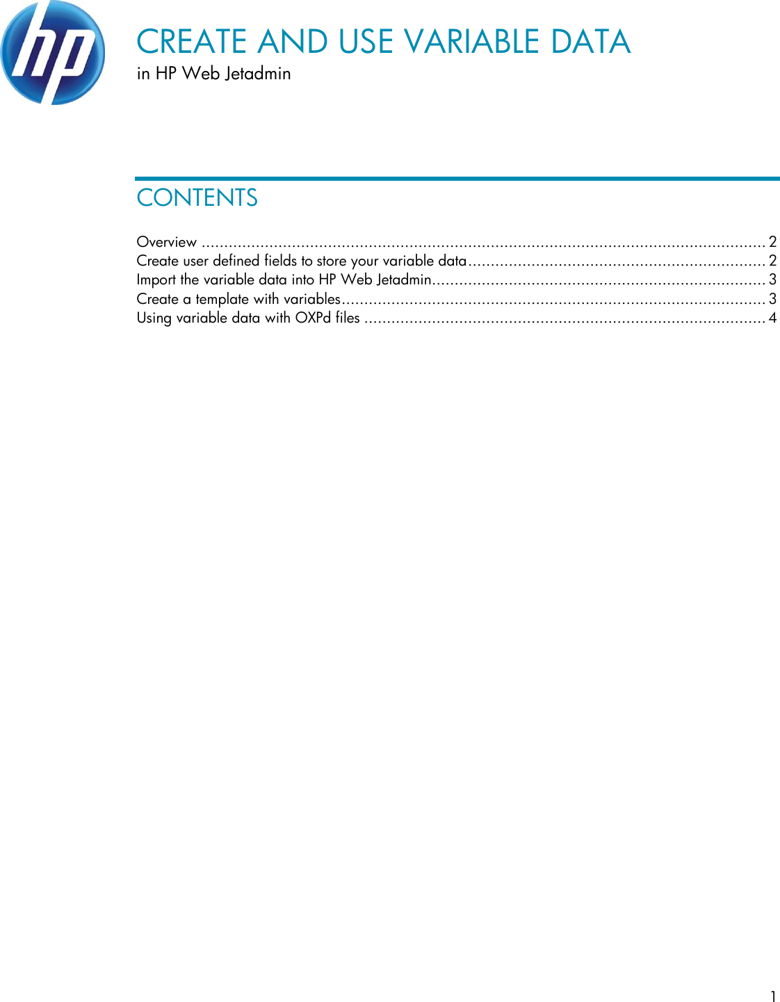 Page 1 of 6 - HP Create And Use Variable Data In Web Jetadmin - ENWW C05382532