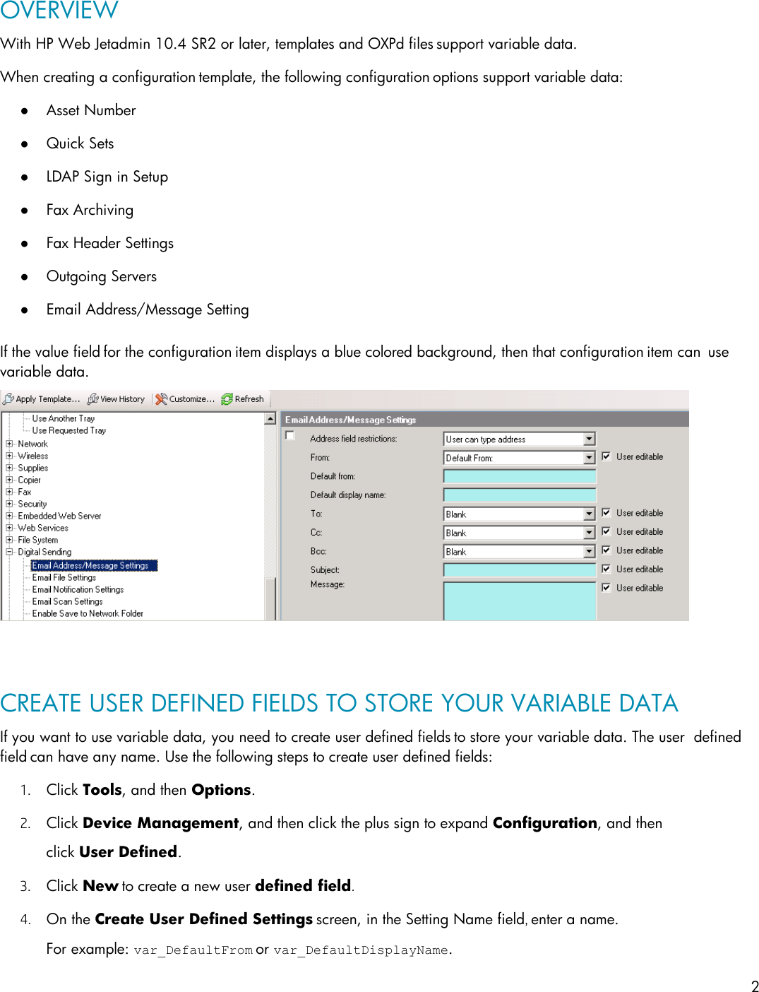 Page 2 of 6 - HP Create And Use Variable Data In Web Jetadmin - ENWW C05382532
