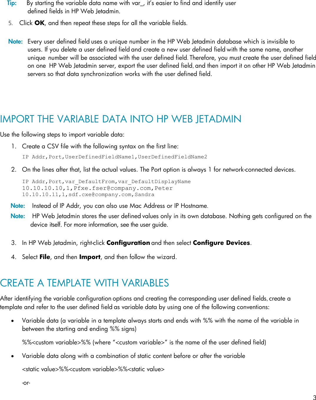 Page 3 of 6 - HP Create And Use Variable Data In Web Jetadmin - ENWW C05382532