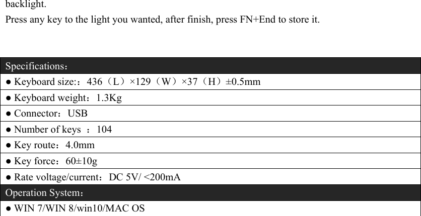 Page 2 of 2 - HP - GK100 Wired Gaming Mechanical Keyboard Specification Specifications C05385446