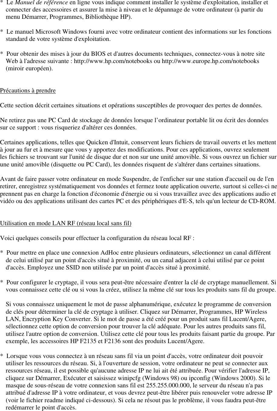 Page 2 of 9 - HP - HPnotes_XP-fr Portable Omnibook 6100 Dernières Informations Lpi05253