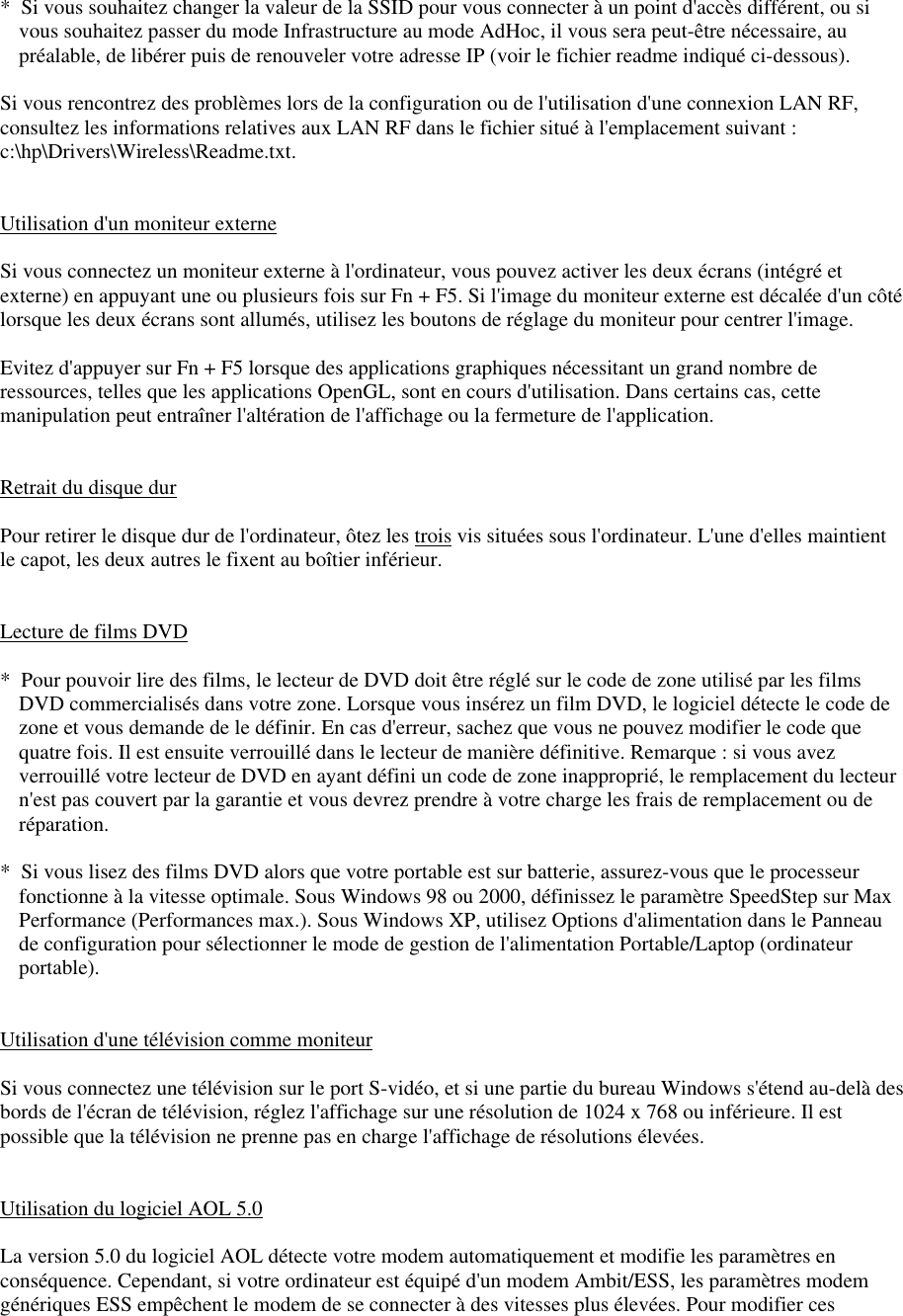 Page 3 of 9 - HP - HPnotes_XP-fr Portable Omnibook 6100 Dernières Informations Lpi05253