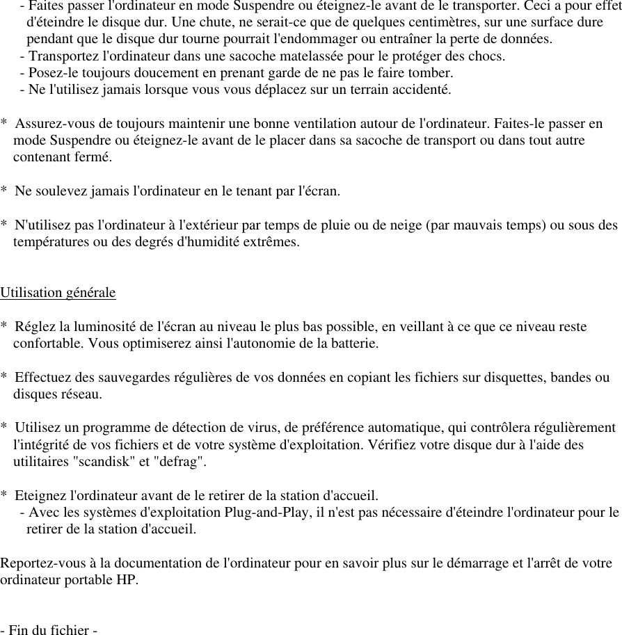 Page 9 of 9 - HP - HPnotes_XP-fr Portable Omnibook 6100 Dernières Informations Lpi05253