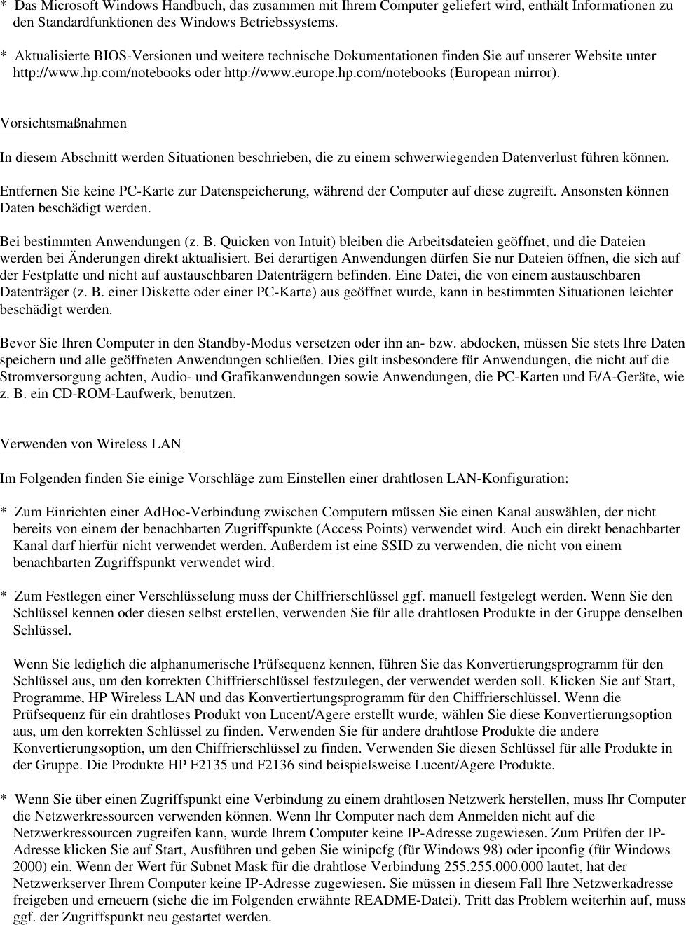 Page 2 of 9 - HP - Hpnotes_xprev_ger Omnibook 6100 Notebook Aktuellste Informationen Lpi05254
