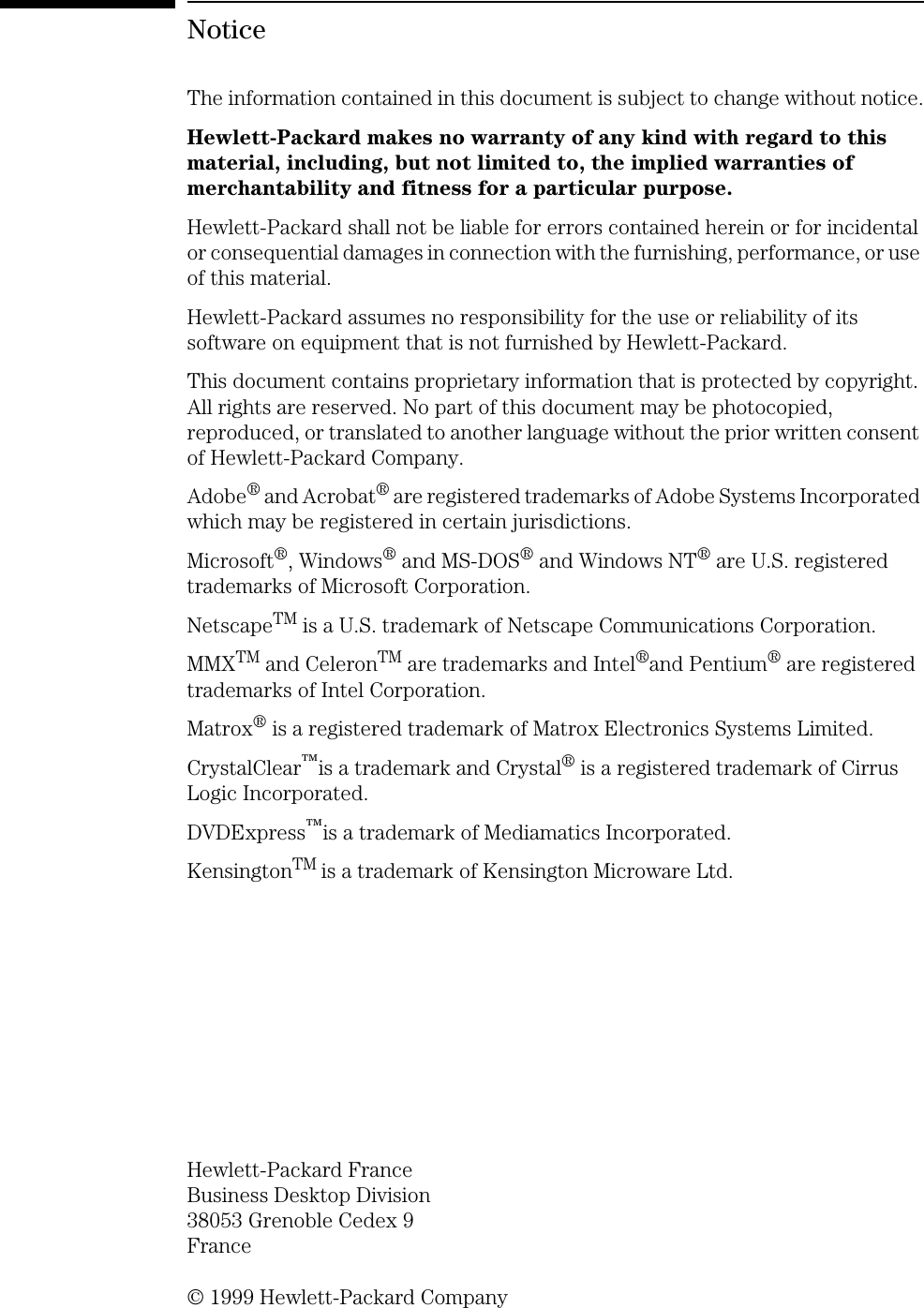 Page 8 of 10 - HP Vcprod Vectra Vl600, Technical Reference Manual (introduction & Product Line Overview) Lpv06448