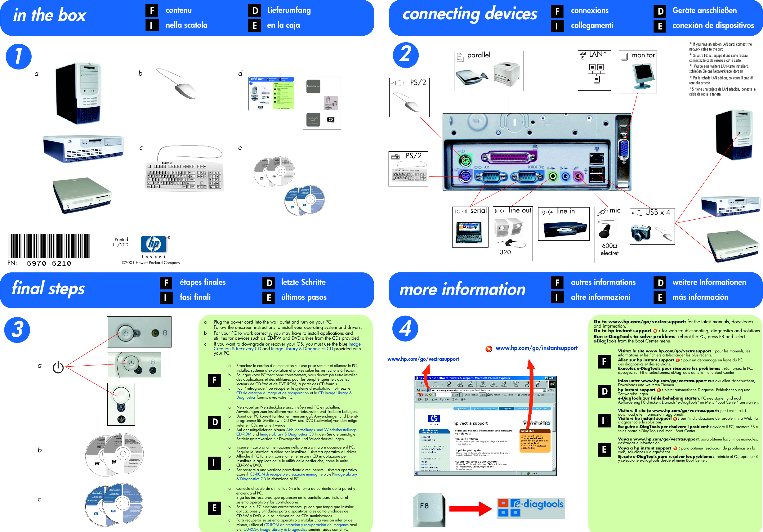 Page 1 of 2 - HP Mallory-qc Vectra Vl420, Quick Start Card (multi Languages) Lpv06570