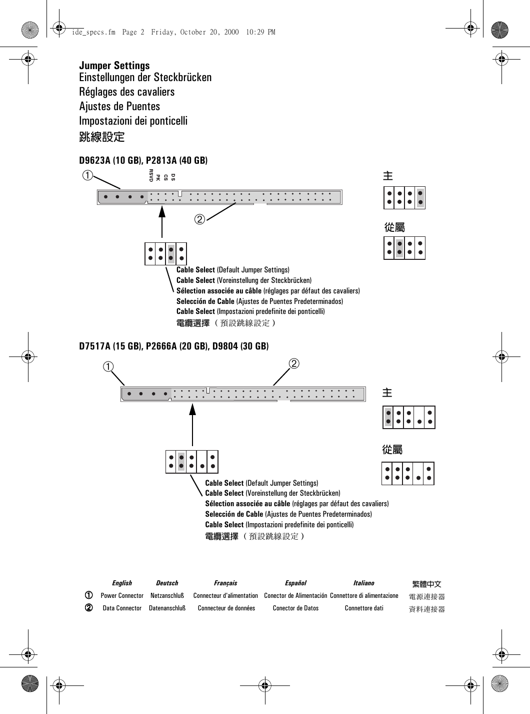 Page 2 of 8 - HP D8607A IDE Hard Disk Drive (D9623A, D7517A, P2666A, D9804A, P2813A), Technical Reference Manual (multi Language) Lpv09256