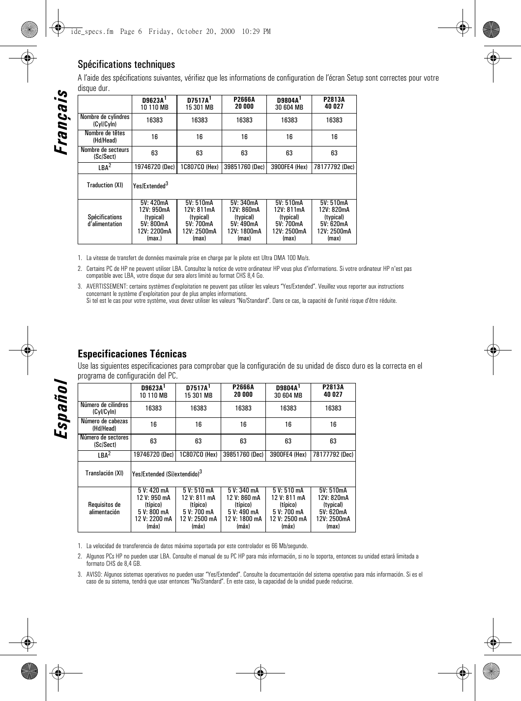 Page 6 of 8 - HP D8607A IDE Hard Disk Drive (D9623A, D7517A, P2666A, D9804A, P2813A), Technical Reference Manual (multi Language) Lpv09256