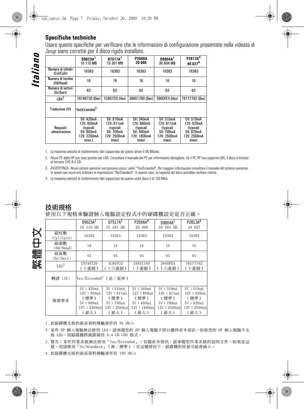 Page 7 of 8 - HP D8607A IDE Hard Disk Drive (D9623A, D7517A, P2666A, D9804A, P2813A), Technical Reference Manual (multi Language) Lpv09256