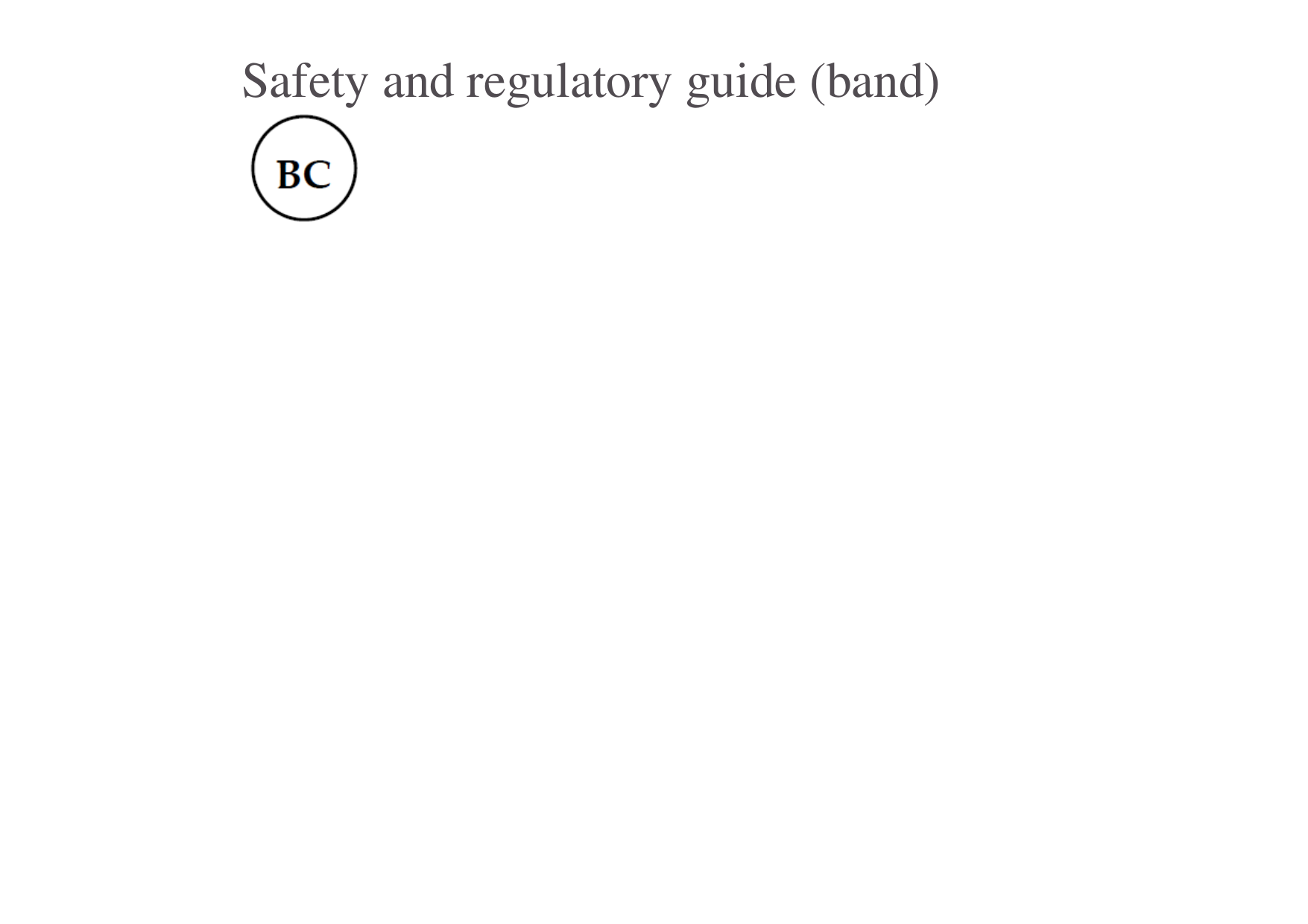  Safety and regulatory guide (band)             