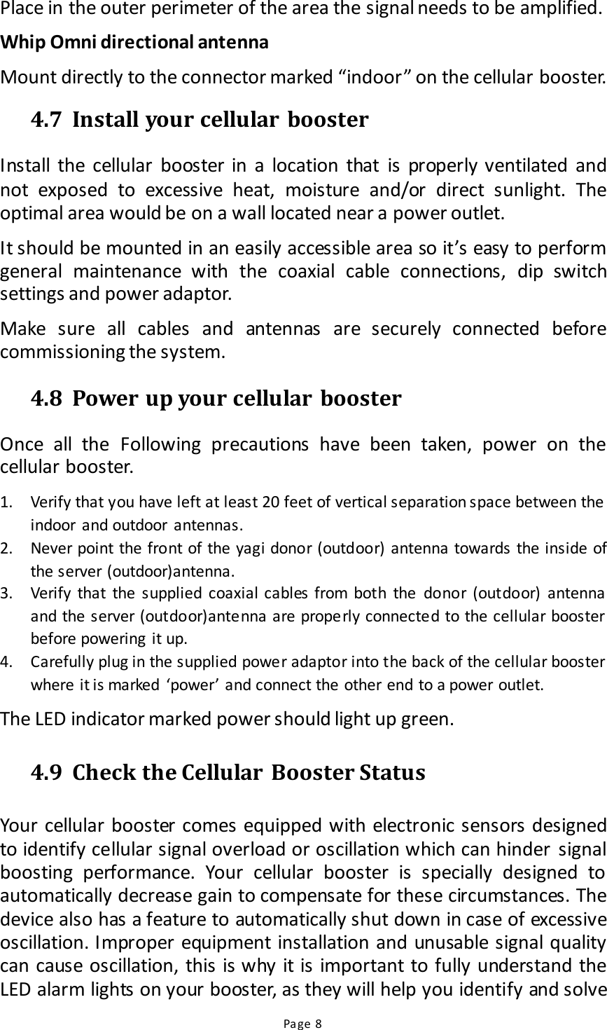 Page 8 of HUAC F11572CP Dual Band Signal Booster User Manual