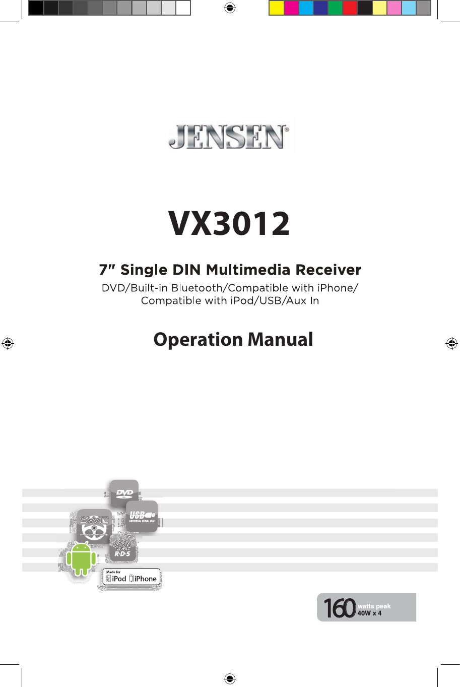 VX3012Operation Manual160watts peak40W x 4
