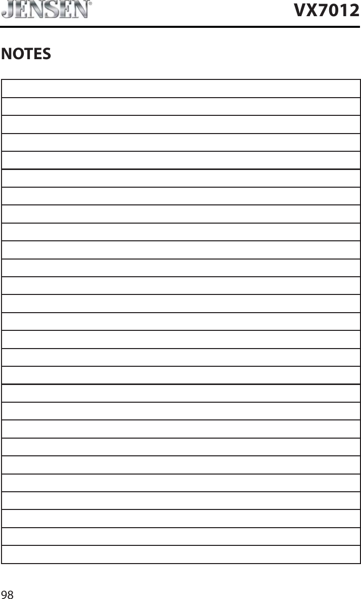 98VX7012NOTES