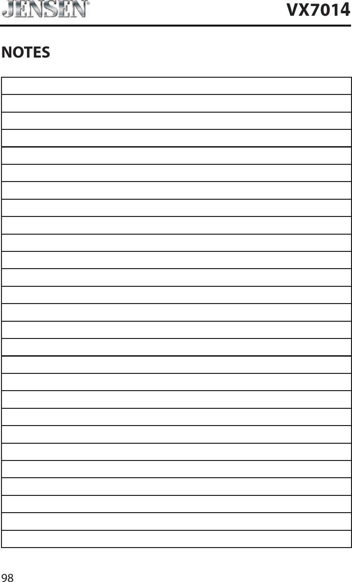 98VX7014NOTES