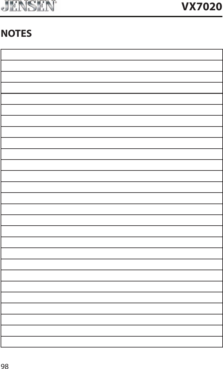 98VX7020NOTES