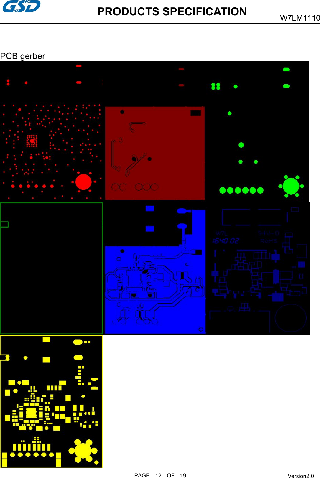 PRODUCTS SPECIFICATIONPAGE 12 OF 19W7LM1110Version2.0PCB gerber