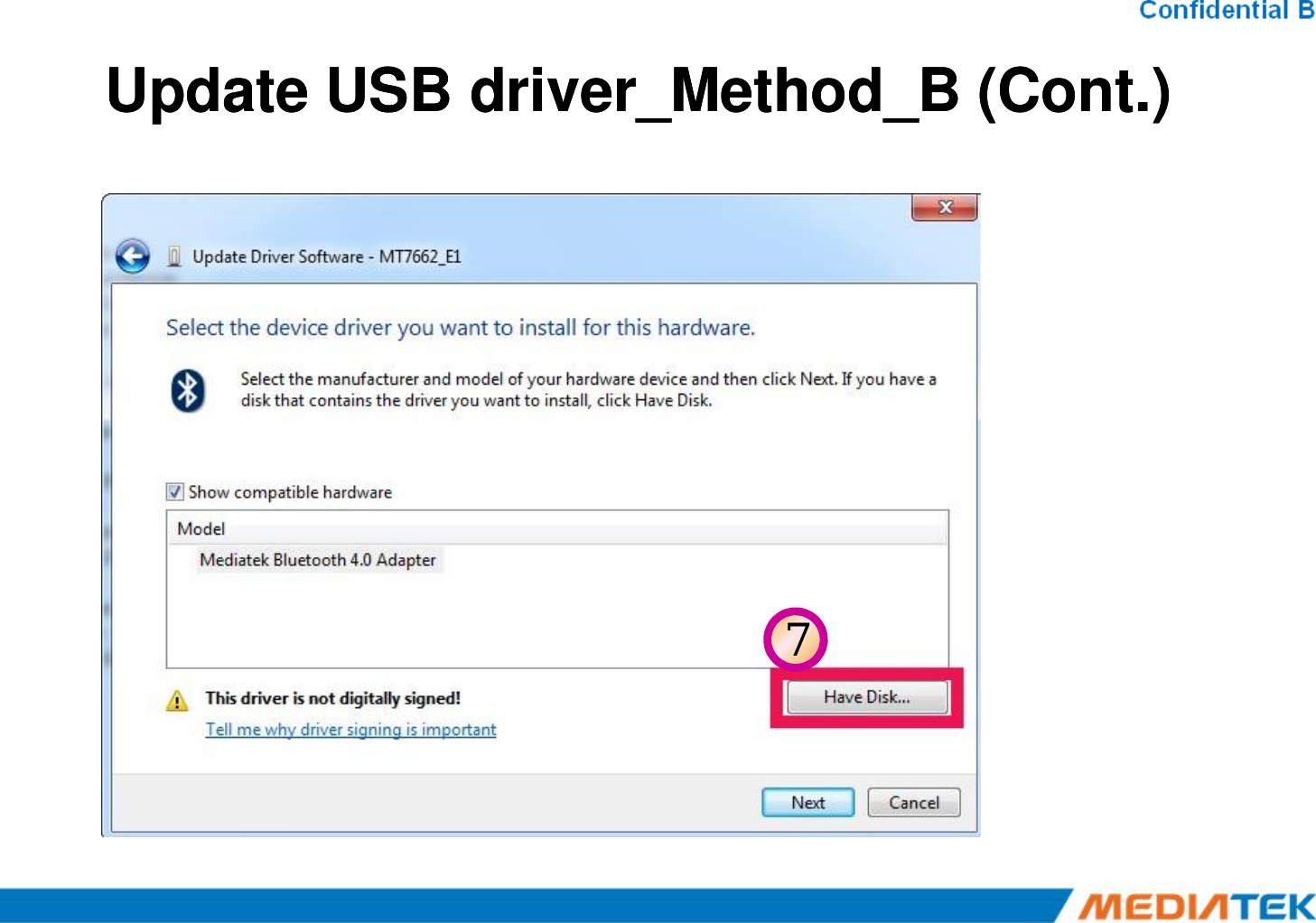 Update USB Update USB driver_Method_Bdriver_Method_B(Cont.)(Cont.)7