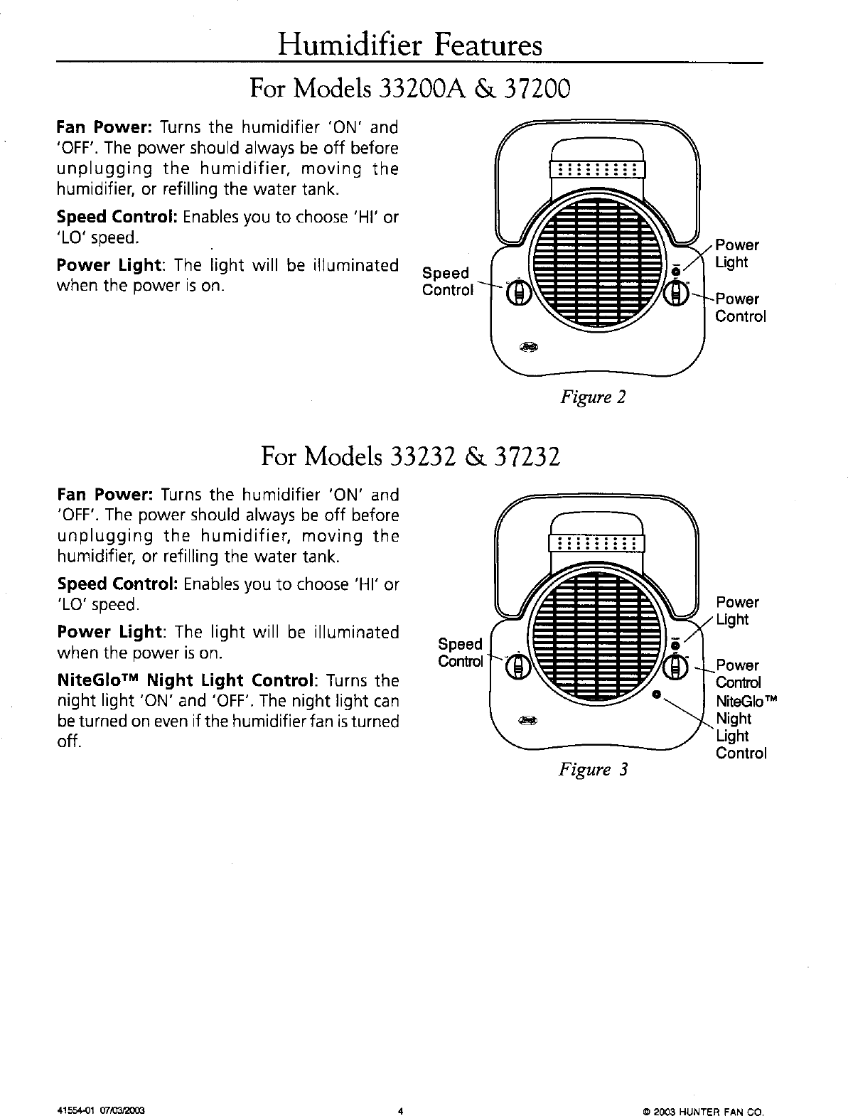 Page 4 of 12 - HUNTER  Humidifier Manual L0601200