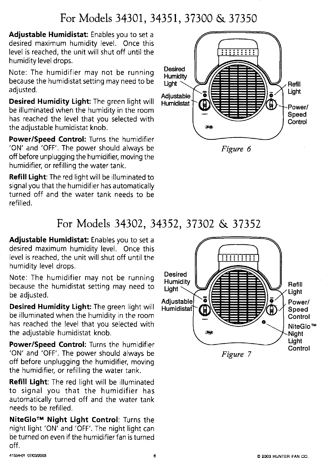 Page 6 of 12 - HUNTER  Humidifier Manual L0601200