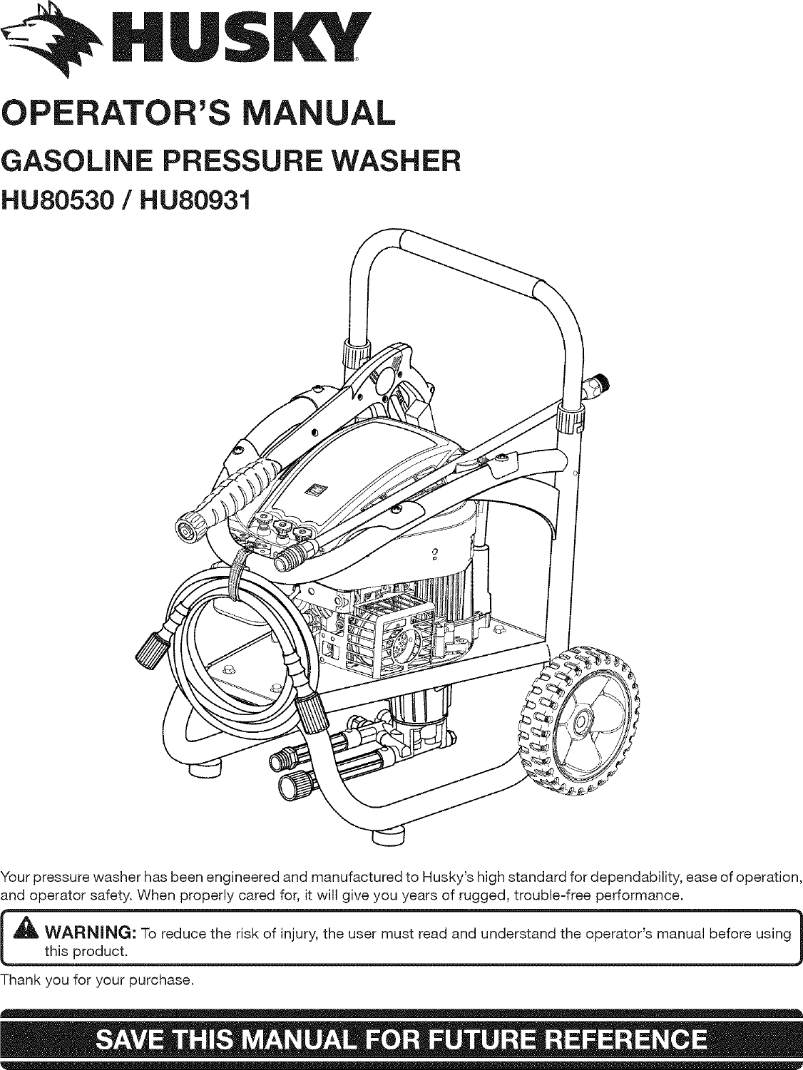 HUSKY Power Washer, Gas Manual L0804089