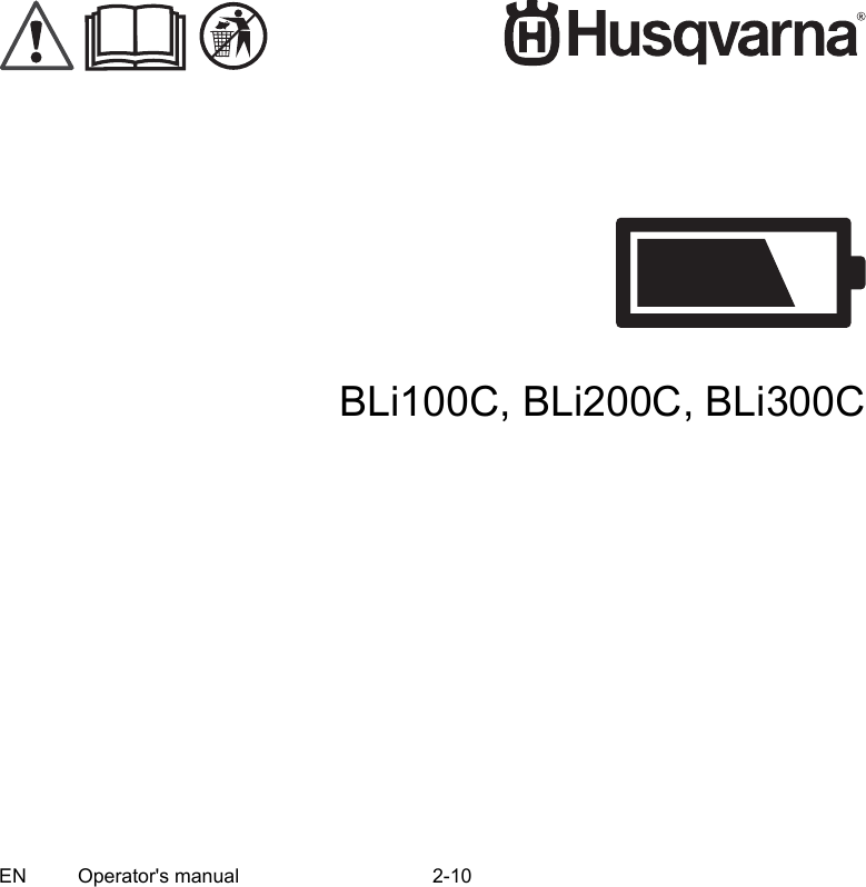 BLi100C, BLi200C, BLi300CEN Operator&apos;s manual 2-10