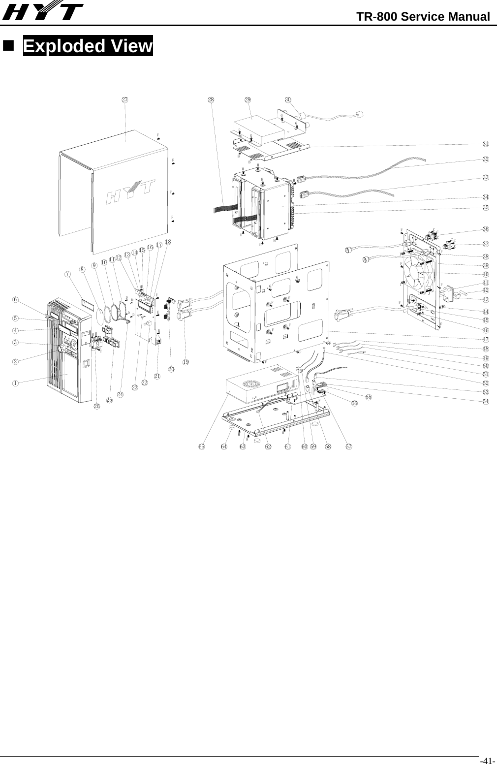                                                            TR-800 Service Manual  -41- Exploded View                                   ABBBCCCDDDDEEEEFFFFFFFFFFFFFFFFFFFFFFFFGGGGGGBBBBHHHHHHHHHHHIIIIIJJJJCCCCCC12345678910 11 12 13 14 15 16 17 181921222324252627 28 29 30313233343536373839404142434445464748495053545556575960616263646551525820