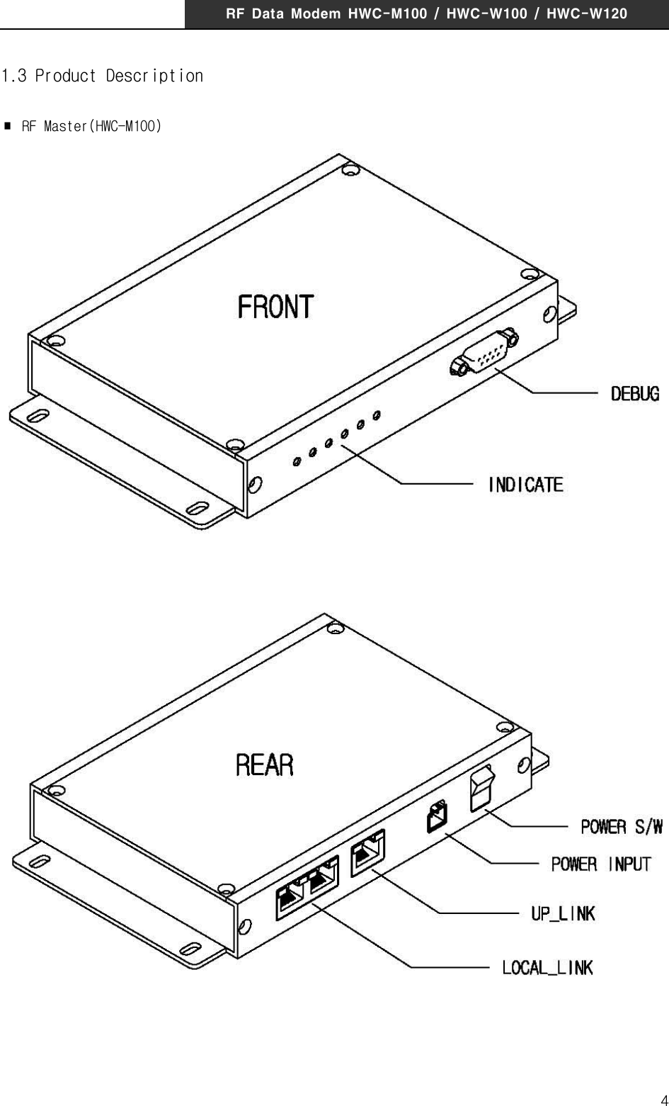 RF  Data  Modem  HWC-M100  /  HWC-W100  /  HWC-W12041.3 Product Description∎ RF Master(HWC-M100)