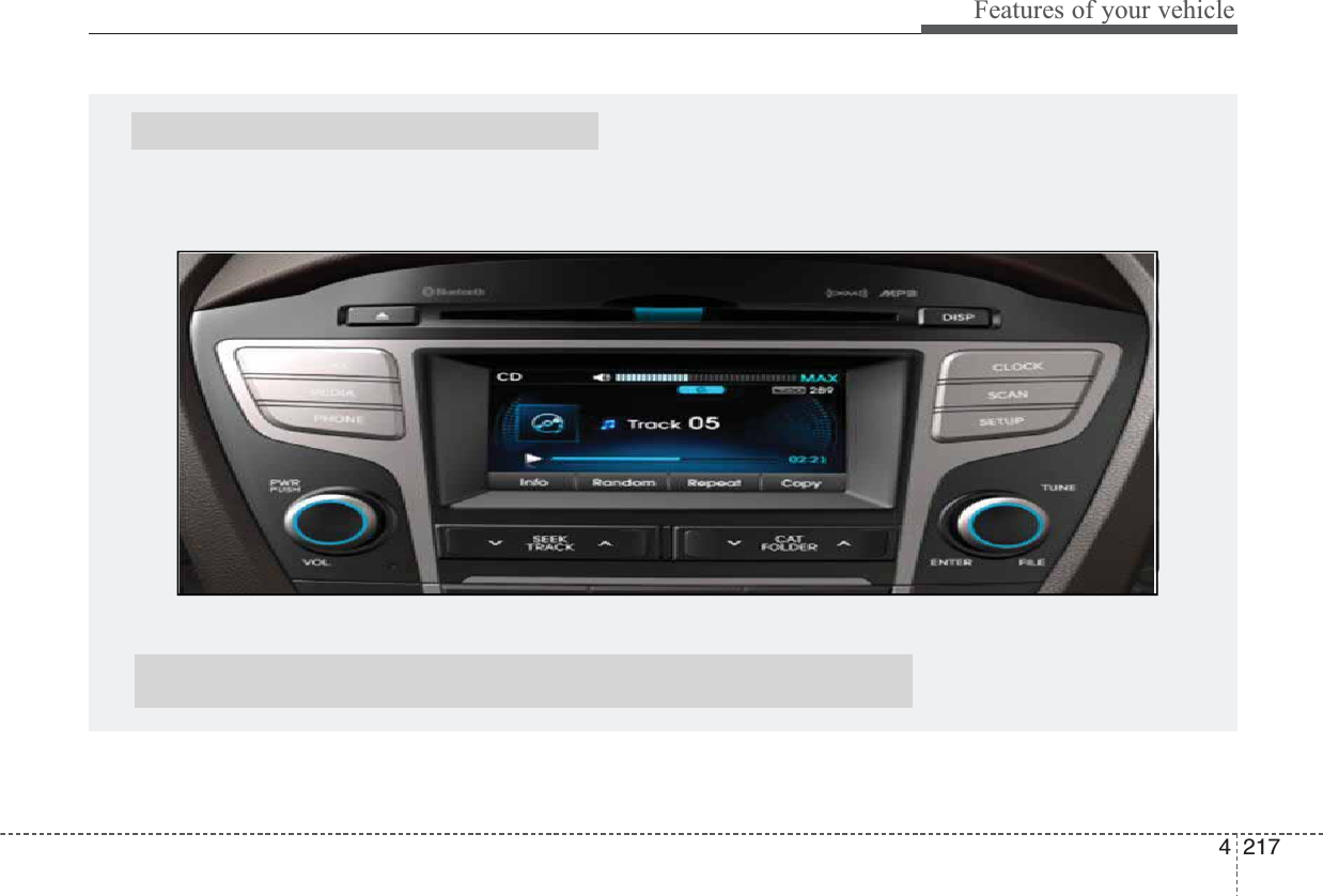 4217Features of your vehicle■ CD Player : AM9B2DMKN, AM943DMAN❋No  logo will be shown if the HD RadioTM feature is not supported.AM9B:KN AM943DMANMKdxf