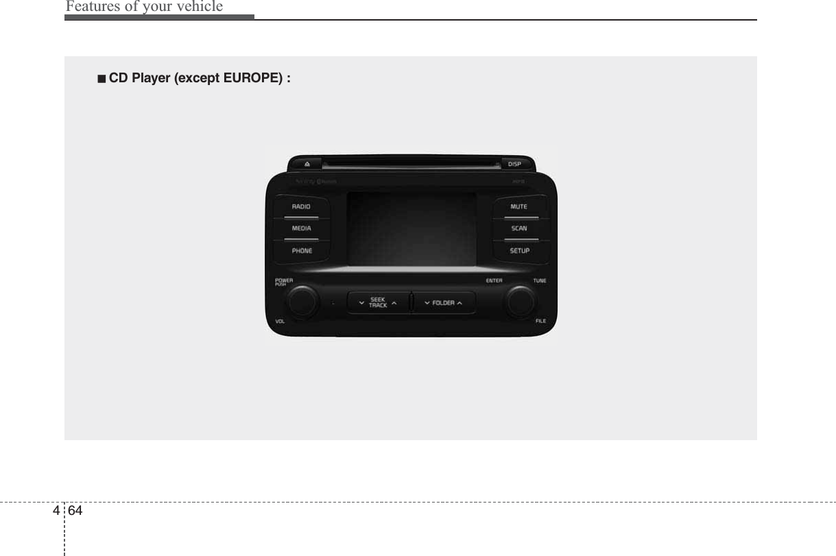 Features of your vehicle644■ CD Player (except EUROPE) :