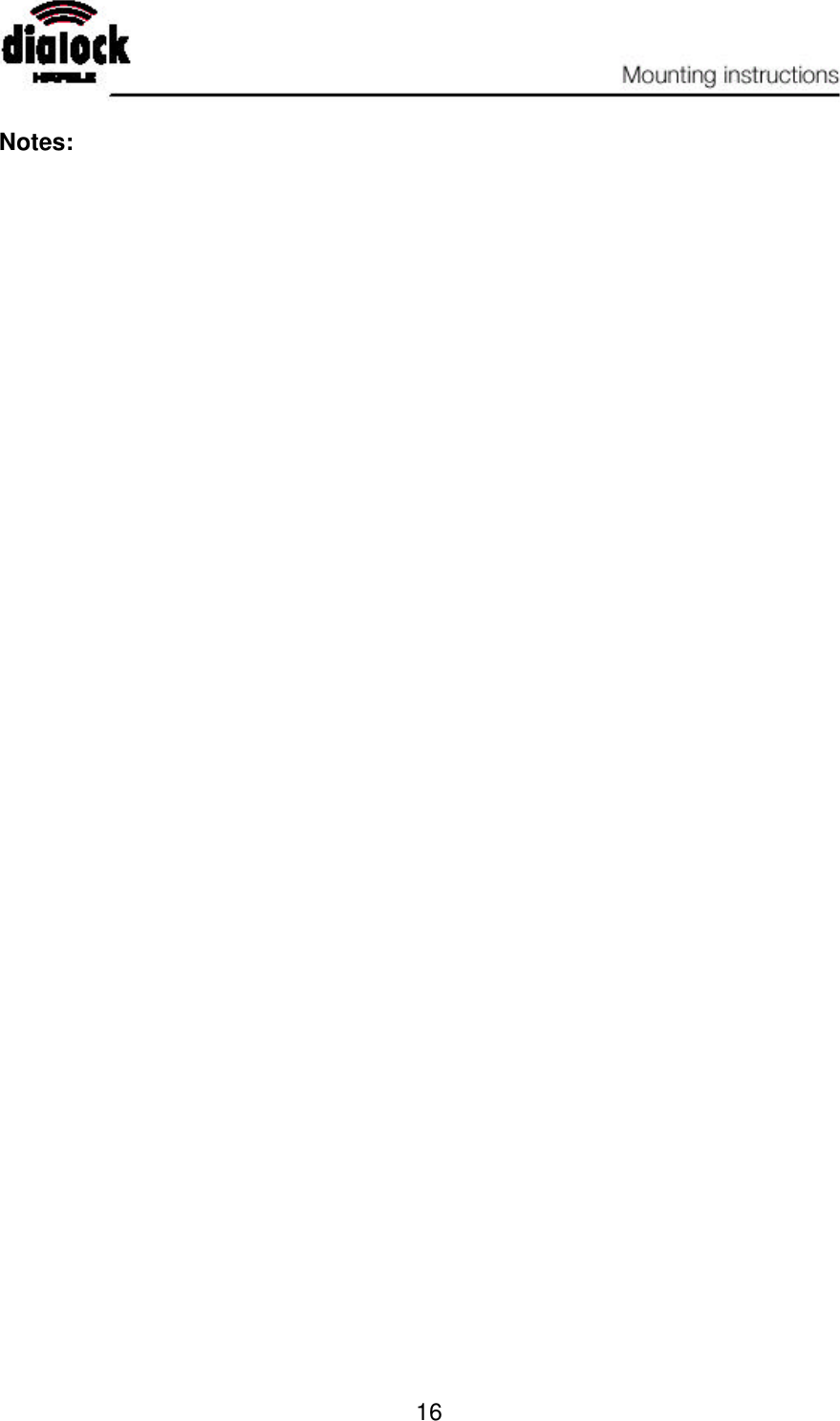   16  Notes:         