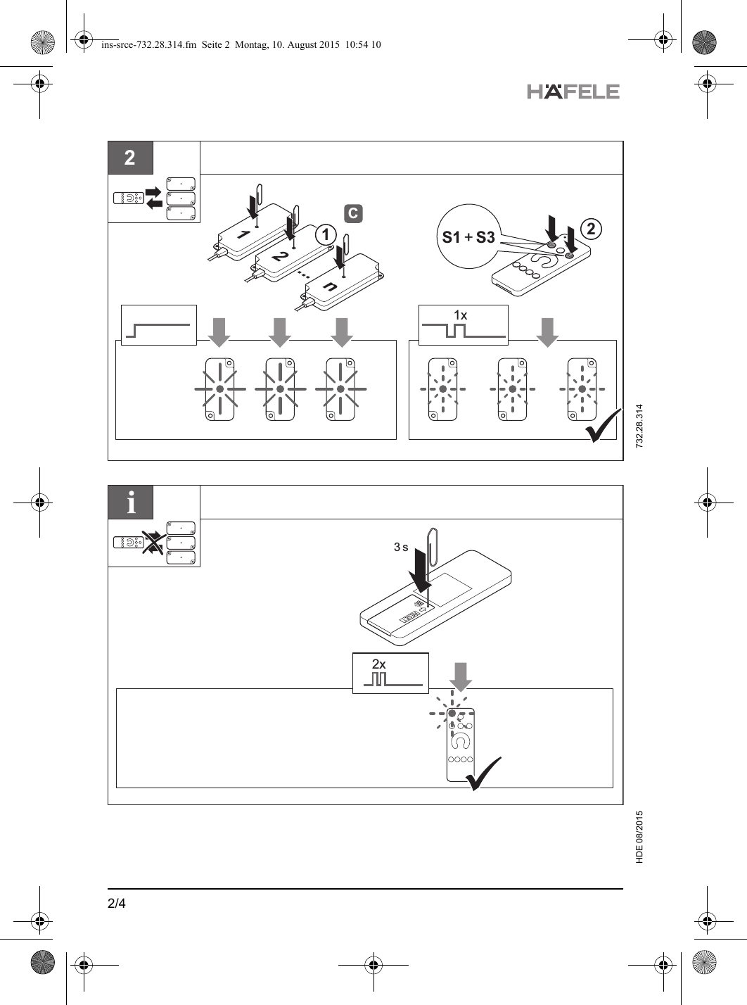 2/4HDE 08/2015  732.28.31421x12n...1C2S1 + S3R2033VR2033V3 s2xins-srce-732.28.314.fm  Seite 2  Montag, 10. August 2015  10:54 10