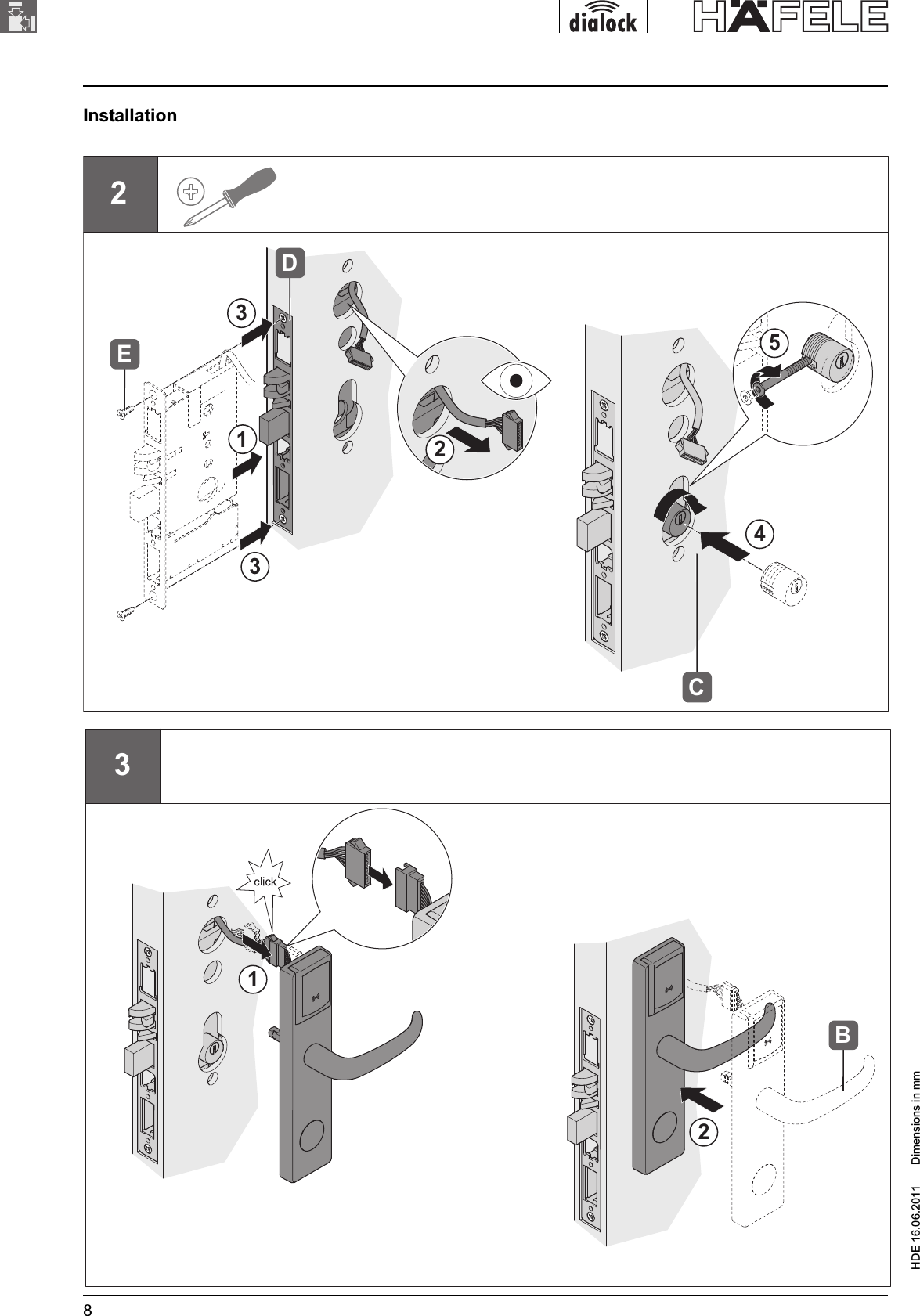 HDE 16.06.2011  Dimensions in mm82331425DEC312BInstallation