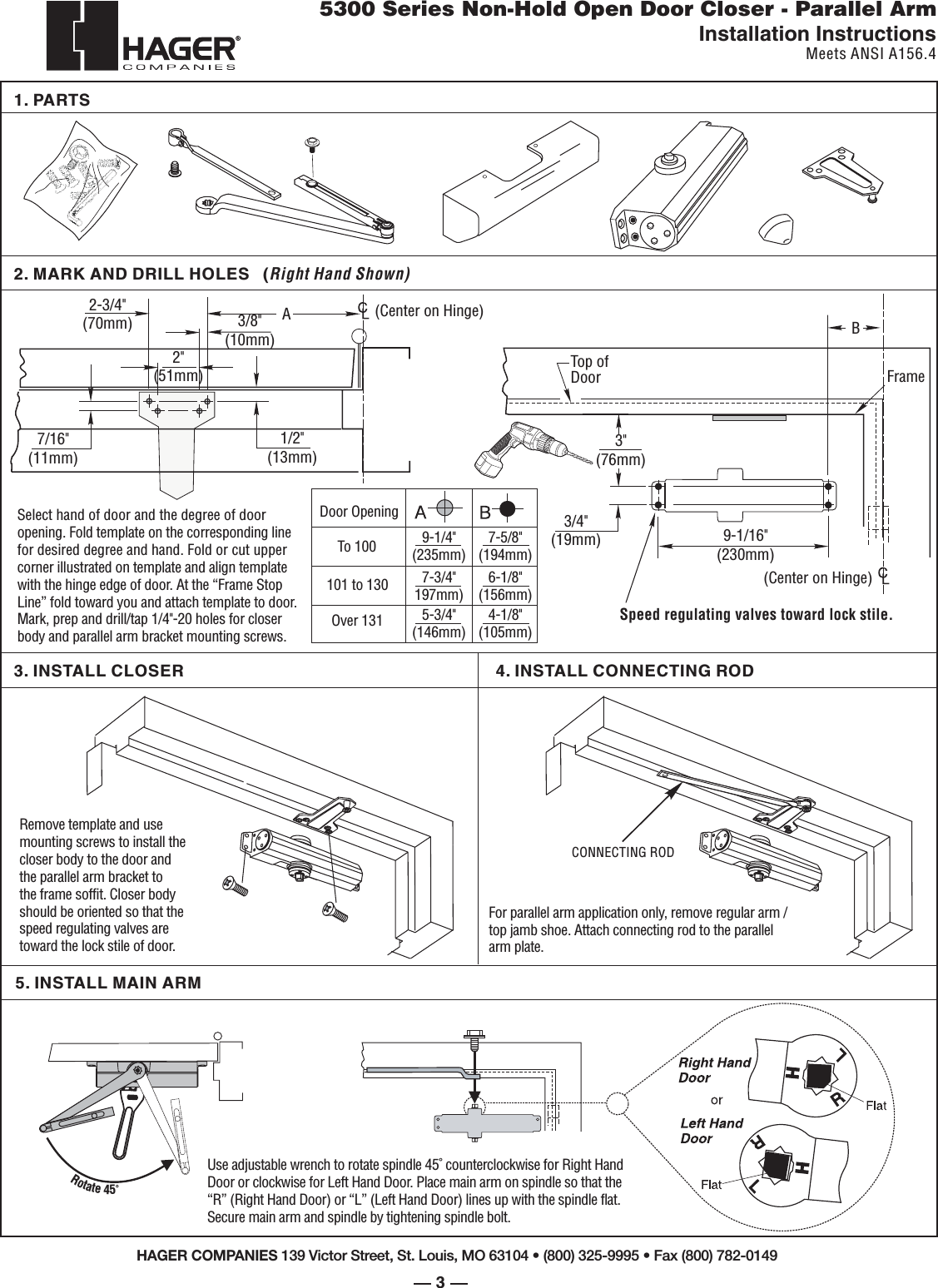 Page 3 of 6 - Hager 5300_p1,5-6_11-3-05 5300 Series Door Closer Installation Instructions Pg1-6 8 14 06-1