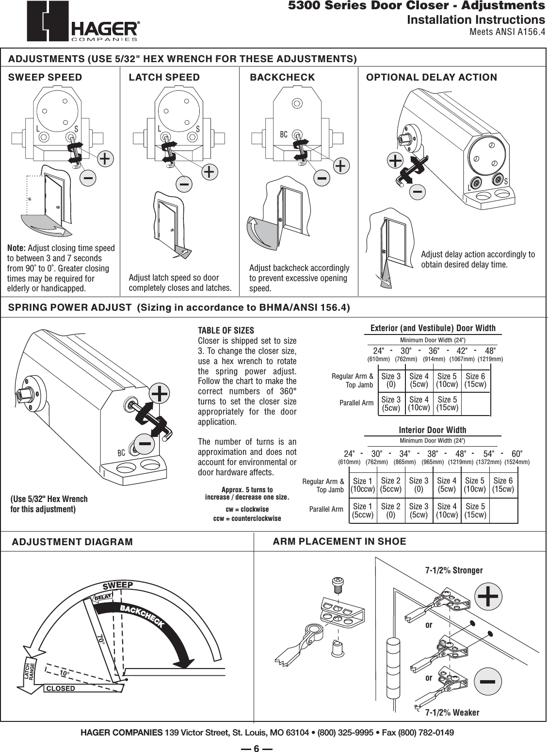 Page 6 of 6 - Hager 5300_p1,5-6_11-3-05 5300 Series Door Closer Installation Instructions Pg1-6 8 14 06-1