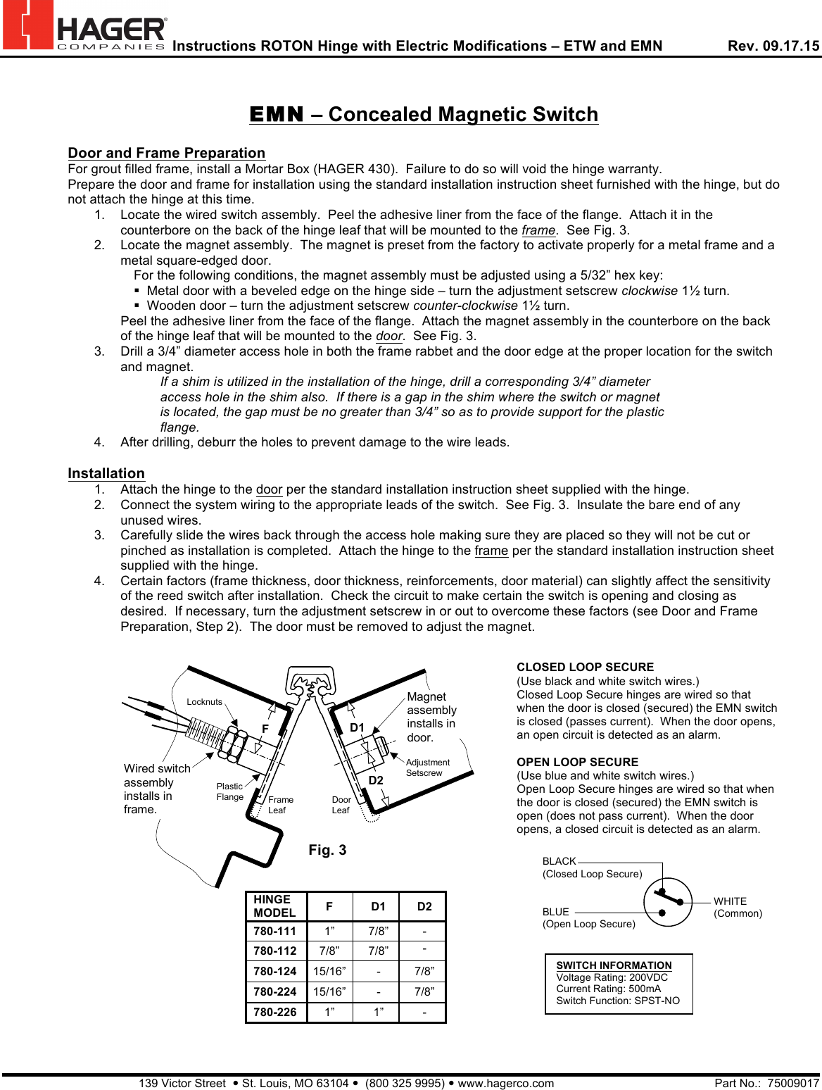 Page 2 of 2 - Hager - Instr Roton ETW-EMN 75009017 091715[3] Hinge With Electric Modifications ETW And EMN Instructions