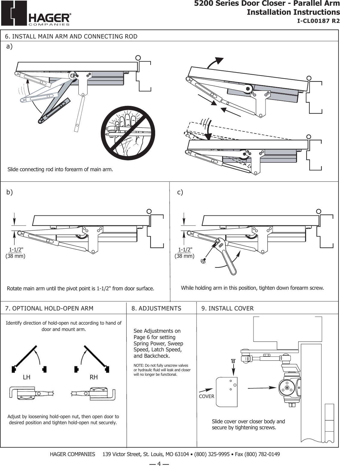 Page 4 of 6 - Hager 5200_p2-4_8_8_06 5200 Series Door Closer Installation Instructions Hager-5200-installationi-cl00187