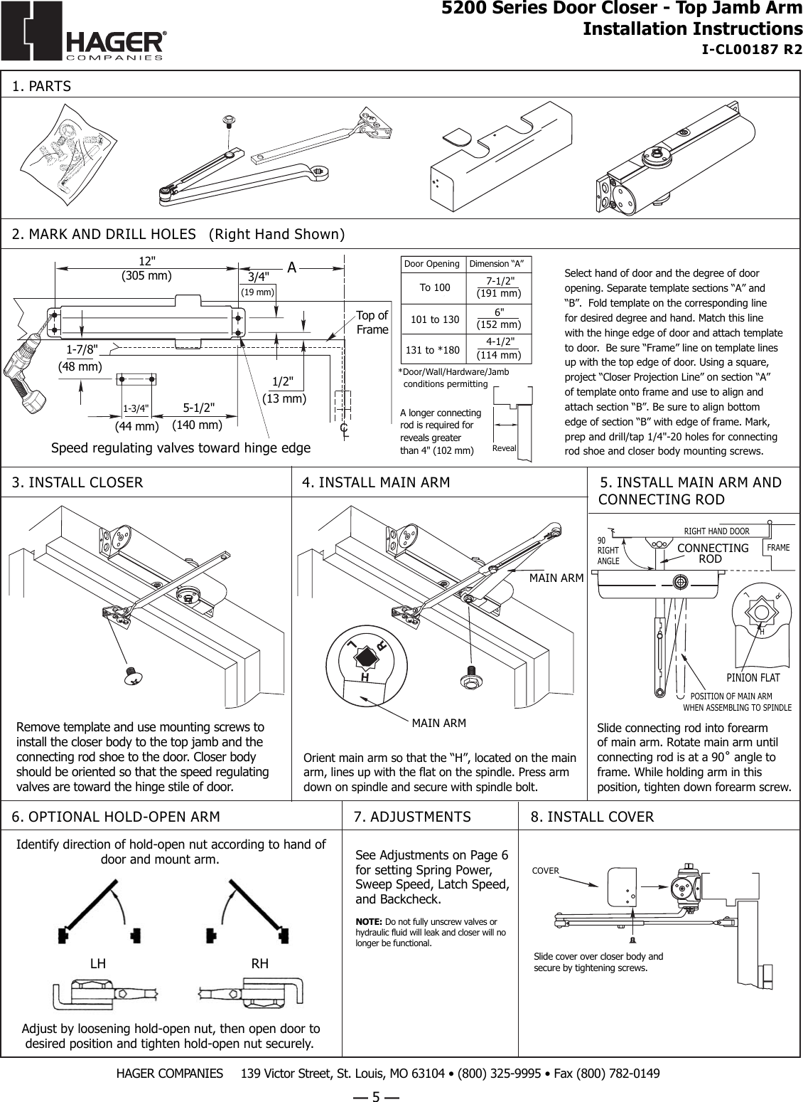 Page 5 of 6 - Hager 5200_p2-4_8_8_06 5200 Series Door Closer Installation Instructions Hager-5200-installationi-cl00187