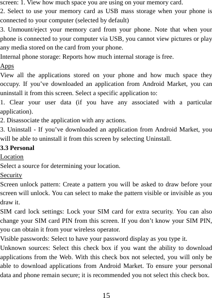 Page 15 of Haier Telecom 201511L32 Mobile Phone User Manual 